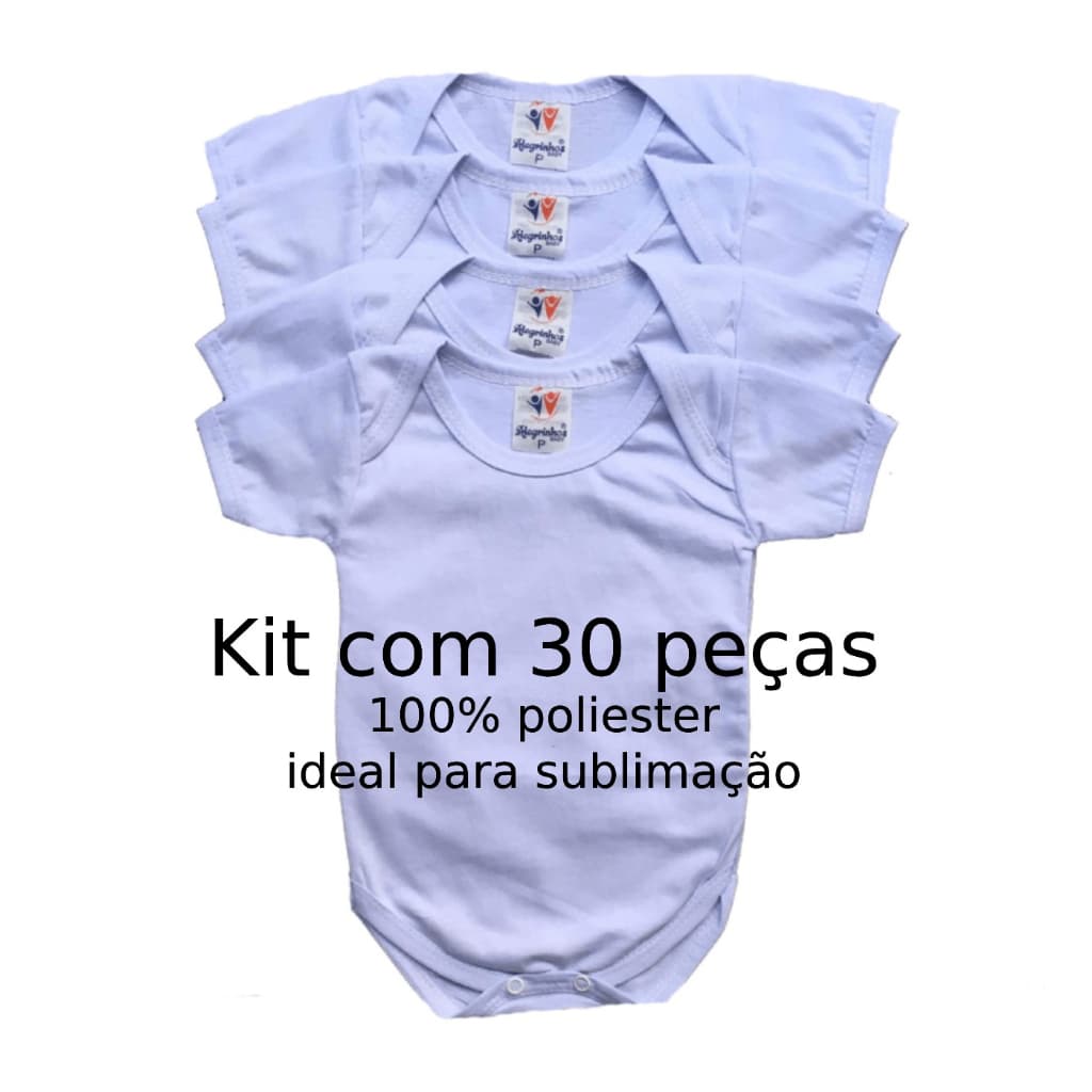 Promoção 30 Body Manga Curta Bebe Malha Poliéster Branco P ao GG
