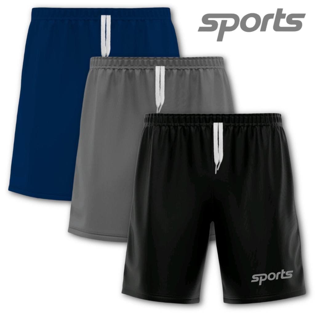 KIT 3 Bermudas Short Masculino Futebol Sports Dry Fit Refletivo Treino Academia