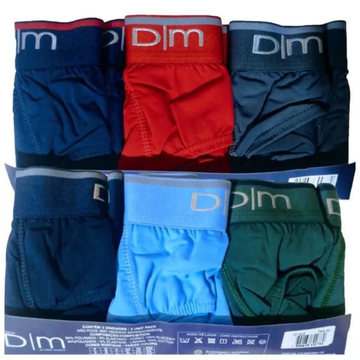 Kit com 6 Cueca Slip DM Microfibra com elástico personalizado