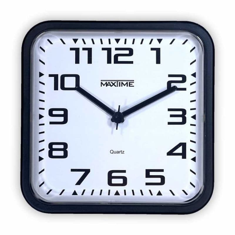 relógio de parede quadrado quartz arábico fundo branco- maxtime