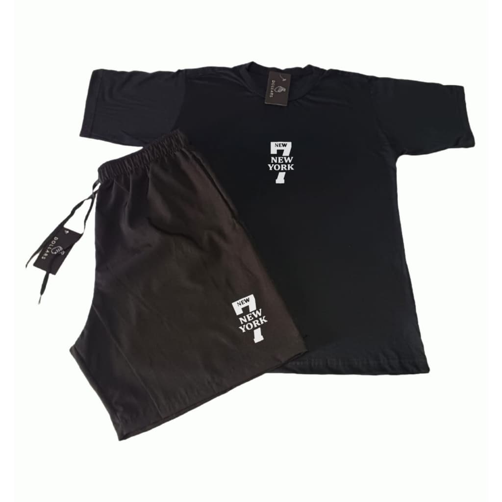 Kit Shorts Tactel Camiseta Algodão 7 New York Promoção