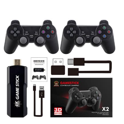 Retro M8 Game Stick 4K HDMI 10000+ Jogos Clássicos 2 Controladores Sem Fio Aniversário