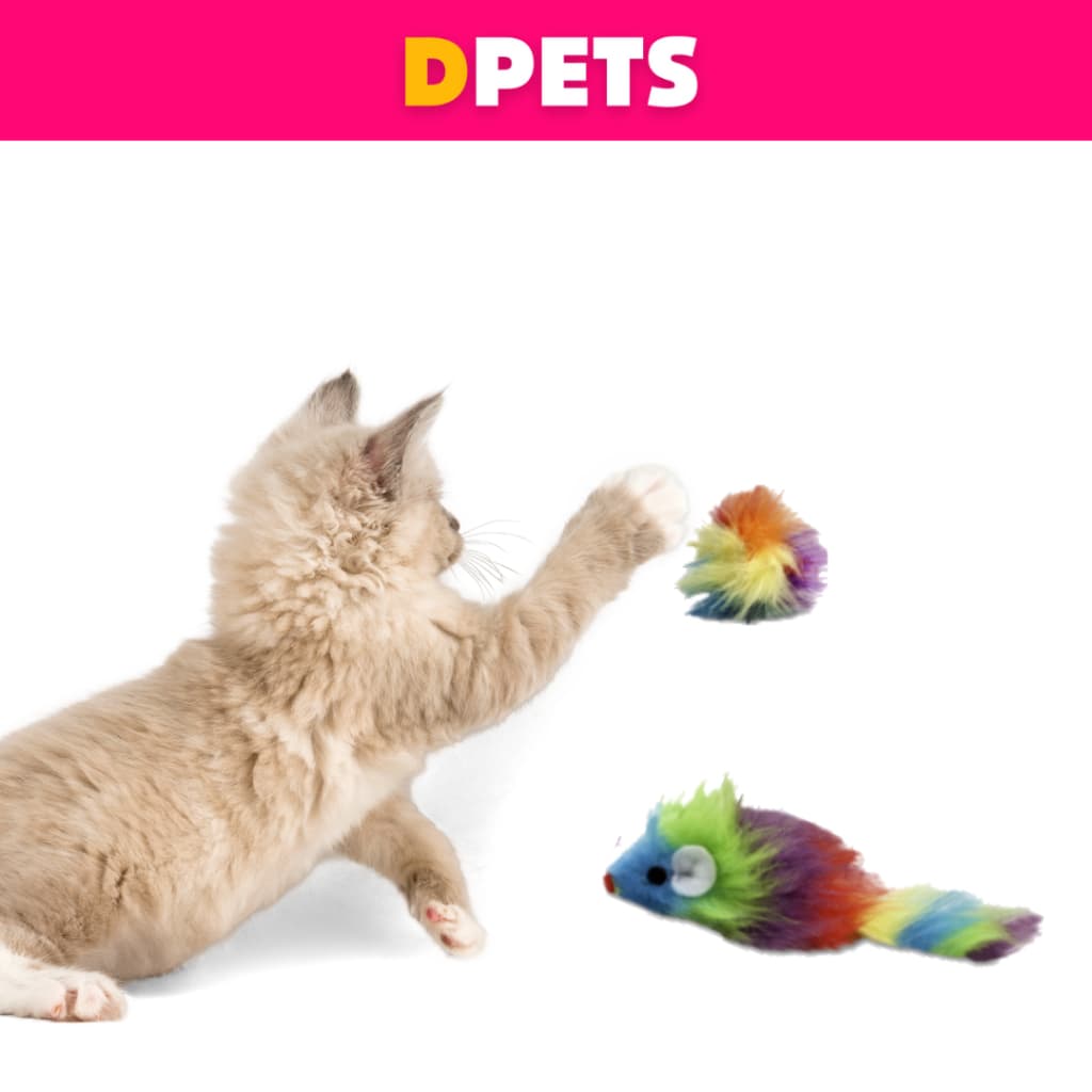 Brinquedo Pelúcia Ratinho Arco-Íris para Gatos 20cm Savana Pet