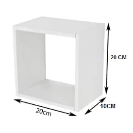 Nicho Cubo Unitário Decorativo Para Quarto De Bebê, Sala, Banheiro 20x20x10 cm  Nicho Quadrado