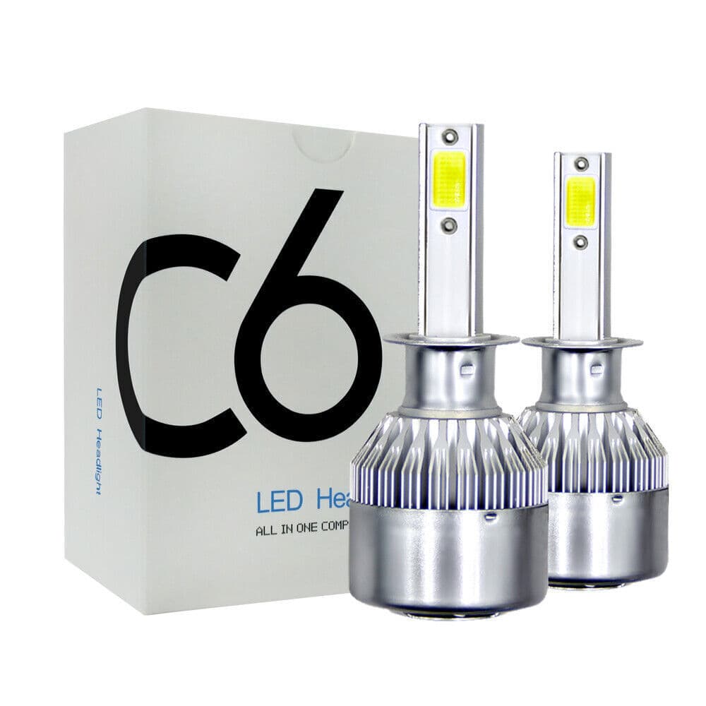 Kit Lâmpadas Super LED C6 - tipo H1 para Farol Alto, Farol Baixo e Milha Super Branca 6500K 7200LM