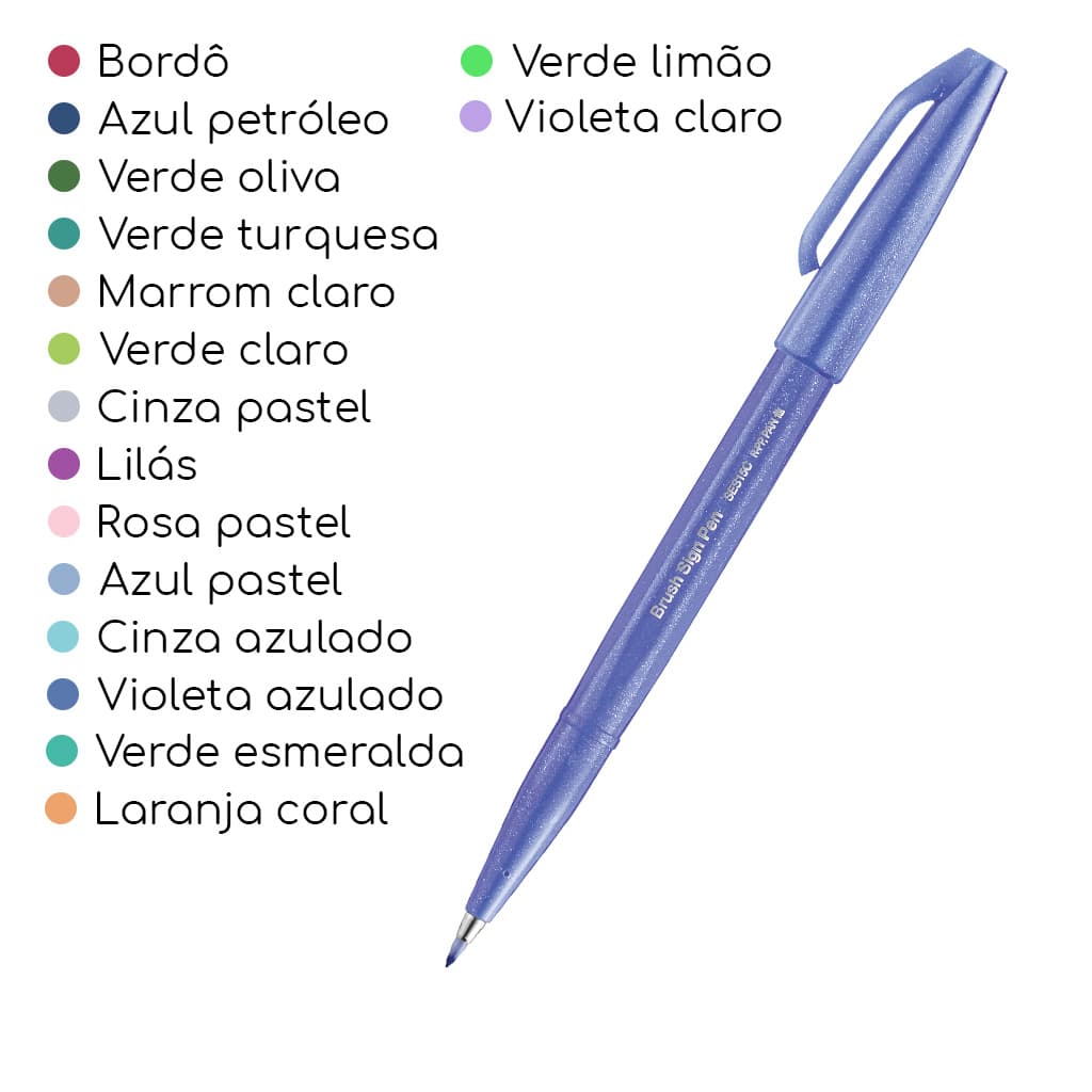 Caneta PENTEL Brush Sign Pen Pastéis - UNIDADE