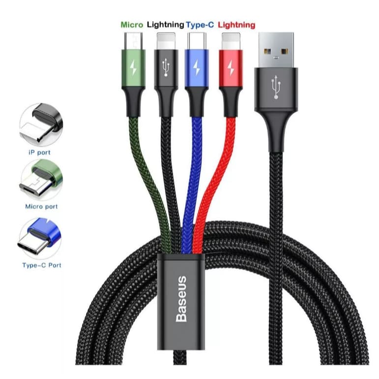 Cabo 4 In1 Baseus Rapid  3.5A 2 Lighting / Micro-usb / Type-c 1,2m