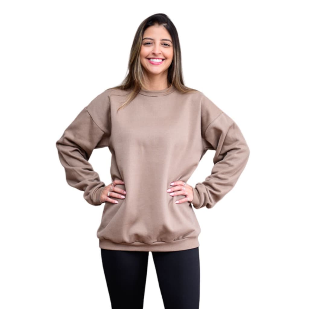 Blusa Moletom Agasalho de Frio Flanelado Feminino Básica Diversas Cores