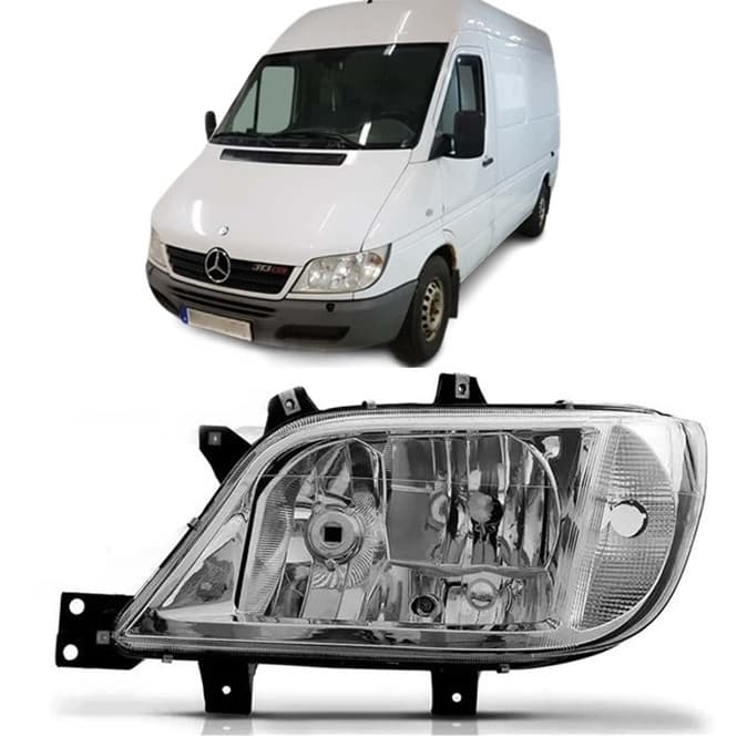 Farol Dianteiro Sprinter 2003 Até 2011 Esquerdo Lente Lisa Sem Auxiliar