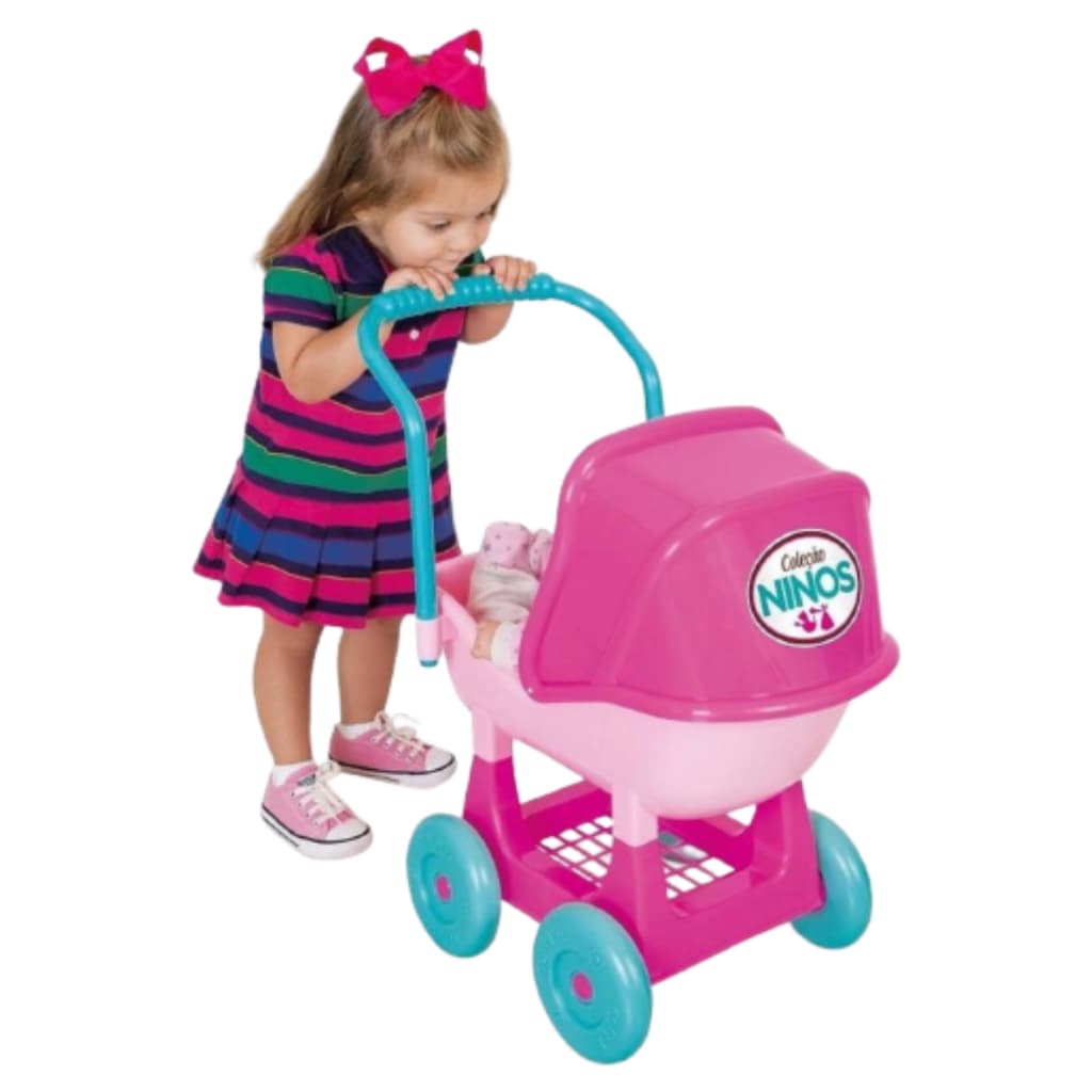 MEP Carrinho de Boneca NINOS Altura 64 Cm Estilo Berço Infantil Carro de Passeio de Brinquedos