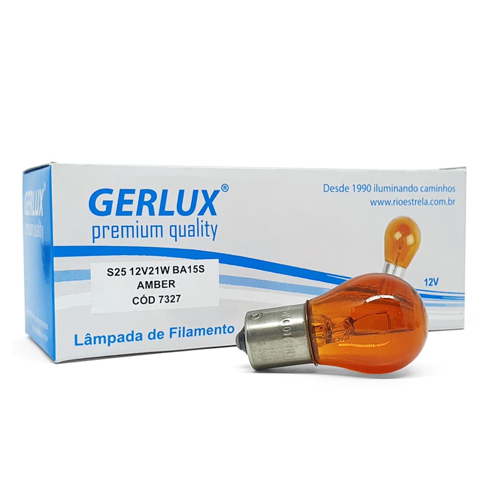 10 Lâmpadas 1141 1 Polo Ambar Laranja Bau15s 12v 21w Gerlux Inmetro Pinos em Y Desalinhados