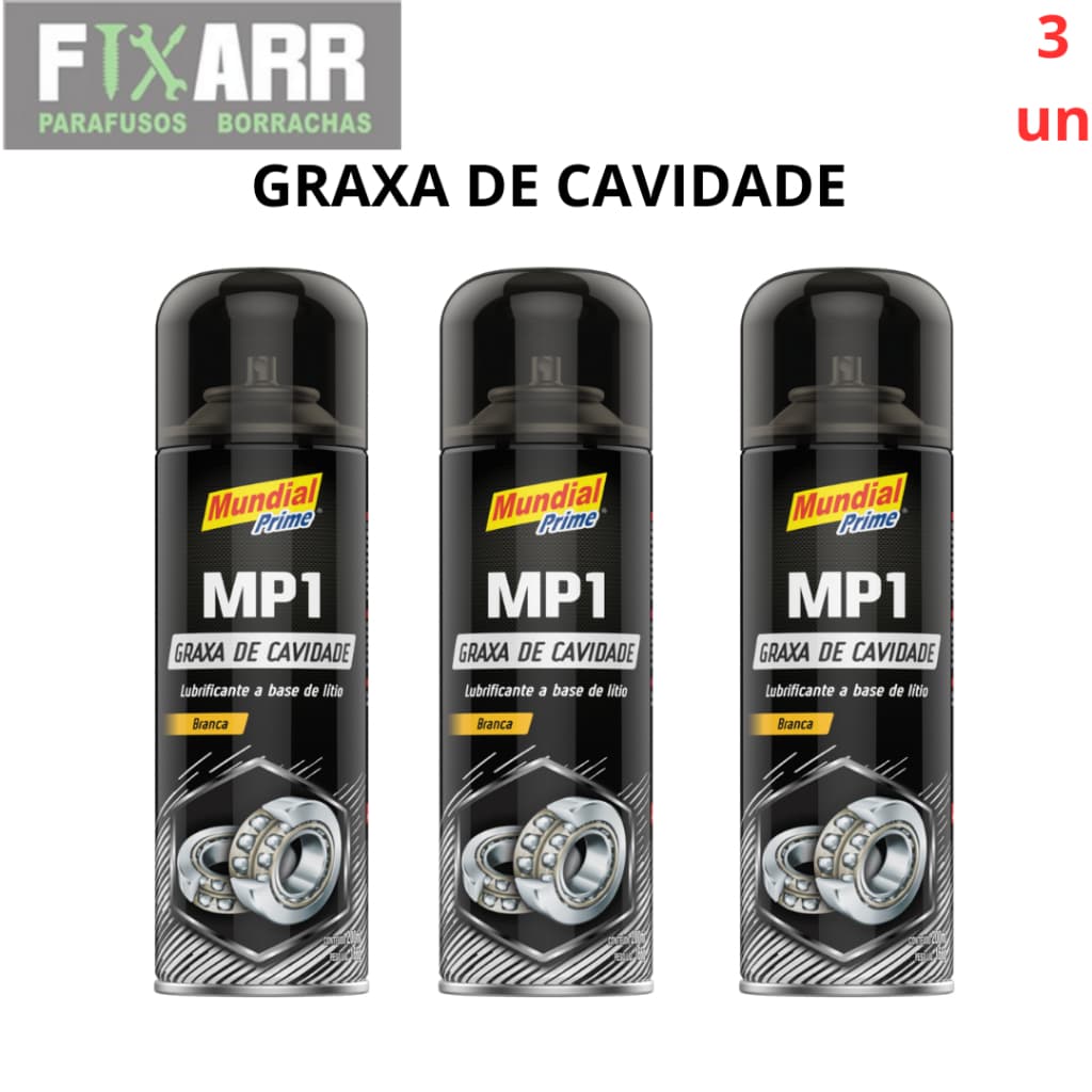 KIT 3 UNIDADES Graxa Branca de Cavidade Spray 300ml Mundial Prime