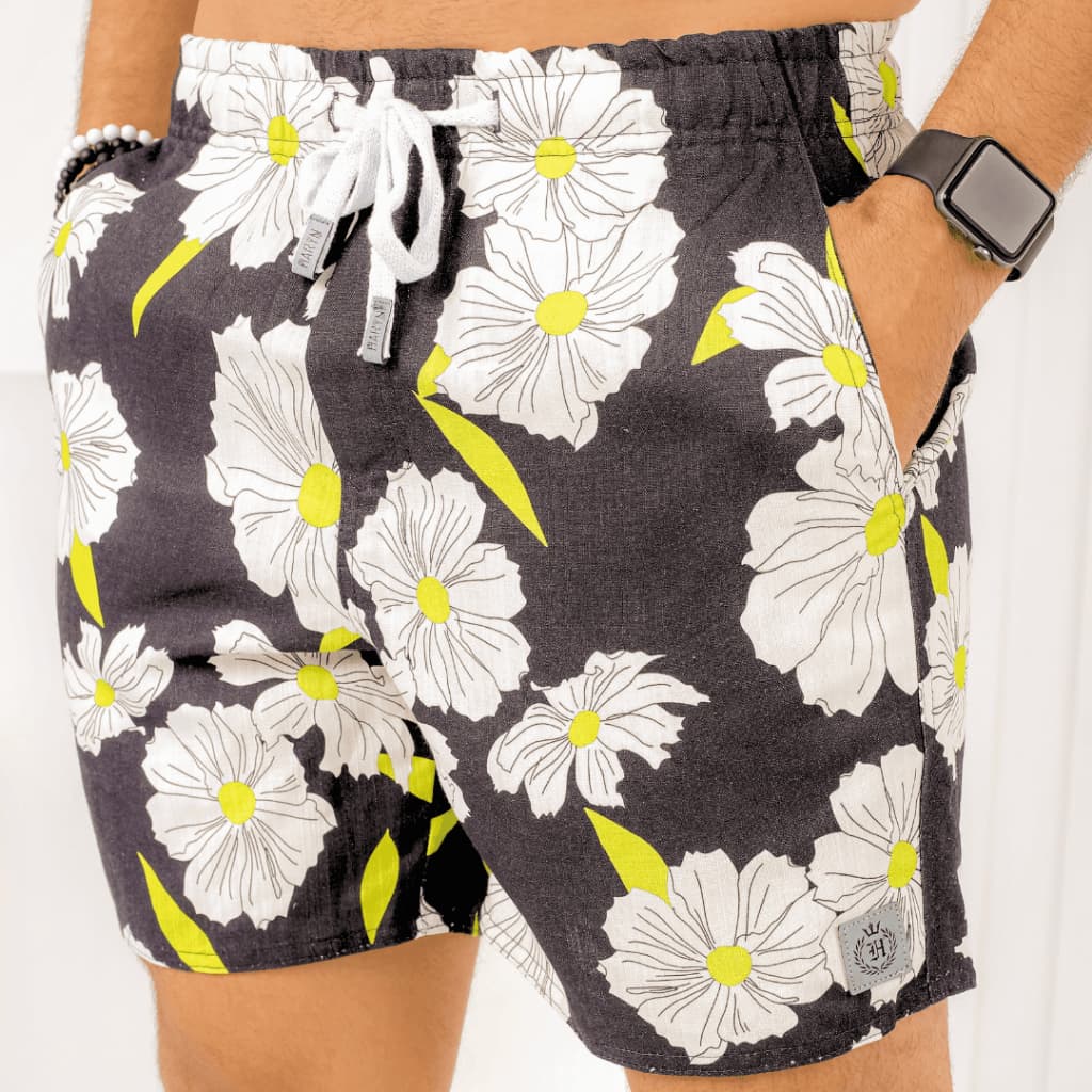 Short Floral Haryn Mauricinho Masculino Estampado Praia