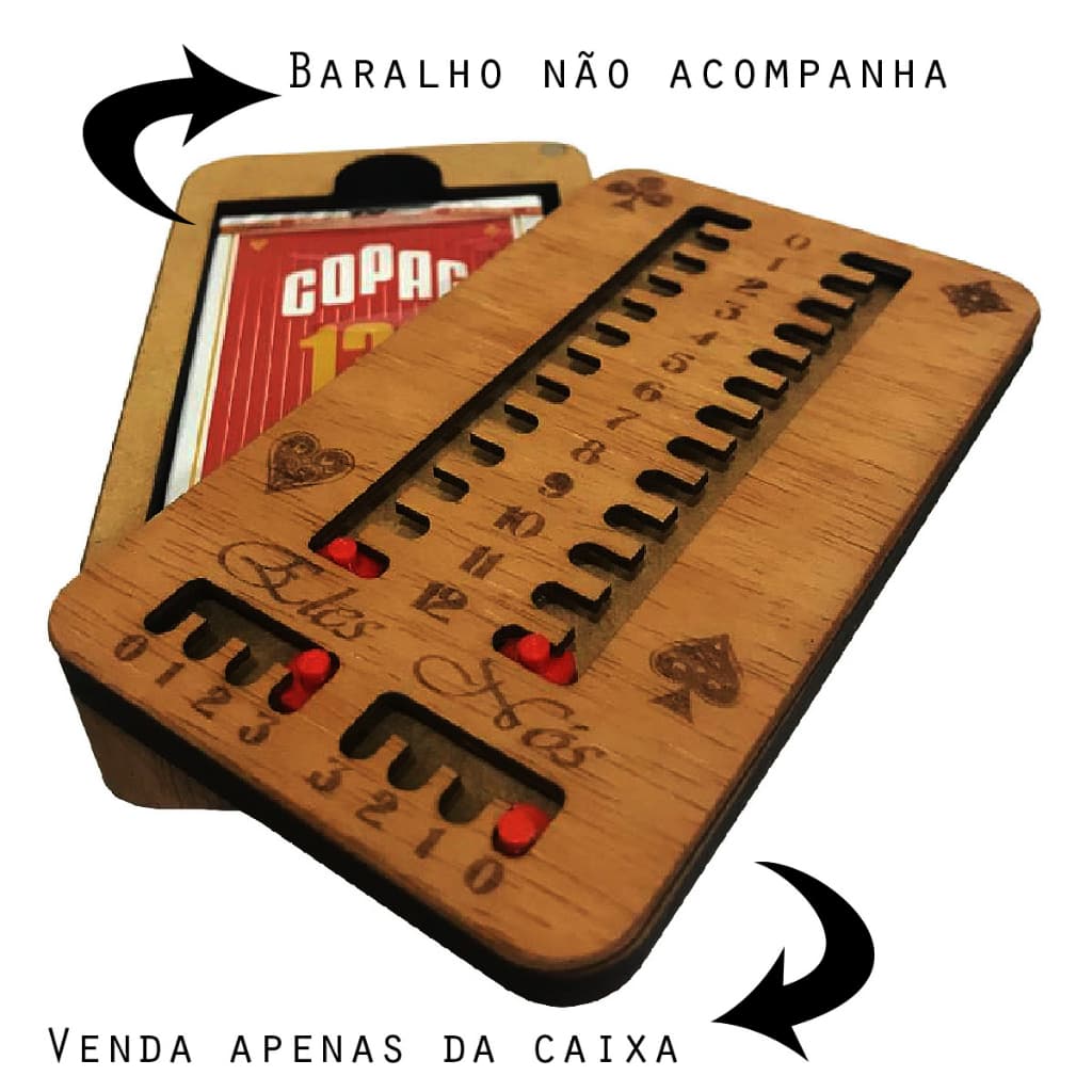 Porta Baralho Caixa Box De Madeira Marca Pontos