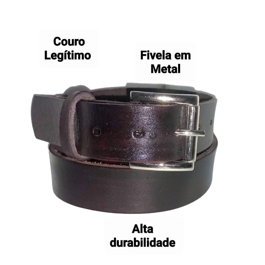 Cinto de Couro Legítimo Largo Social, Casual, Resistente, Fivela em Metal