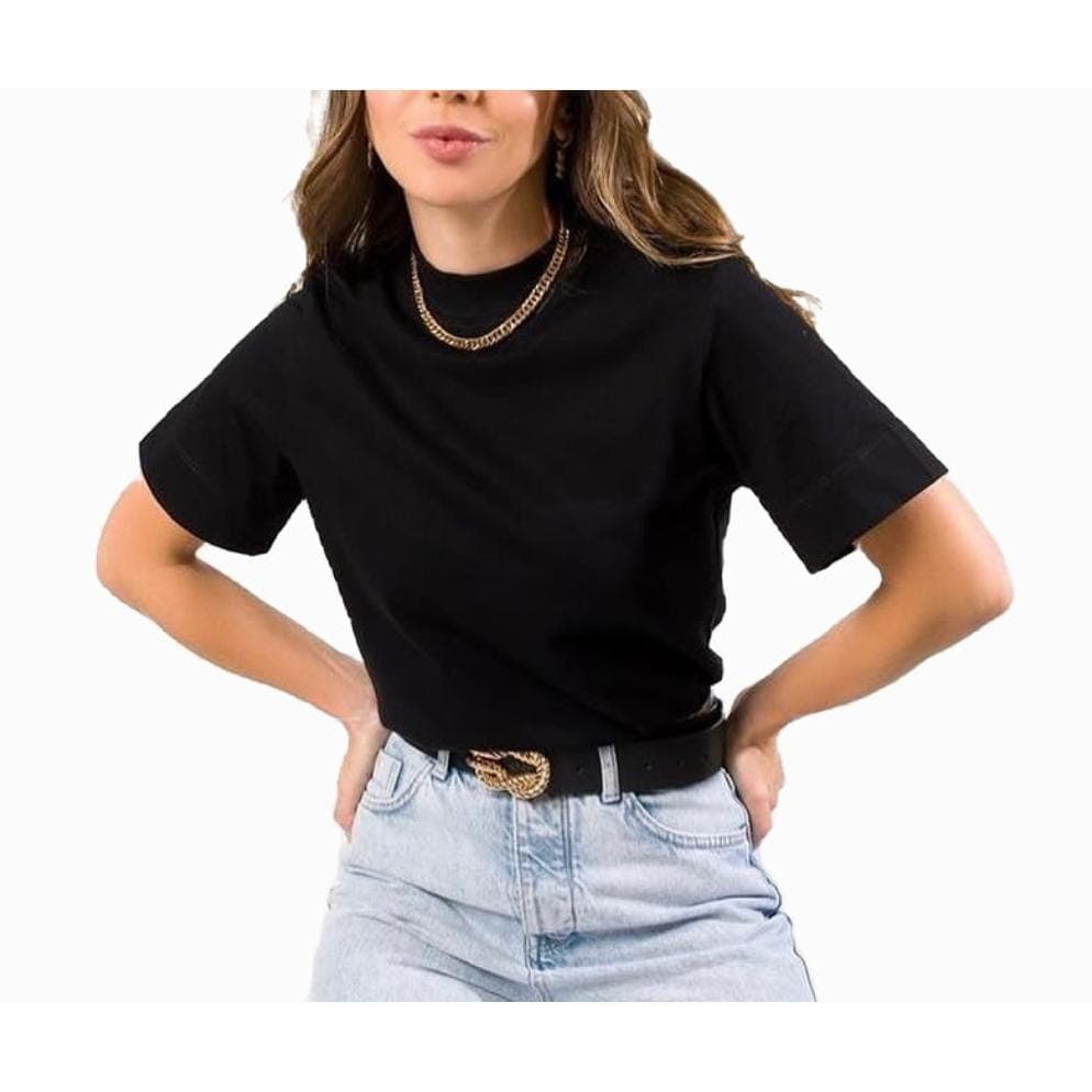 BLUSA BÁSICA GOLA ALTA 100% ALGODÃO