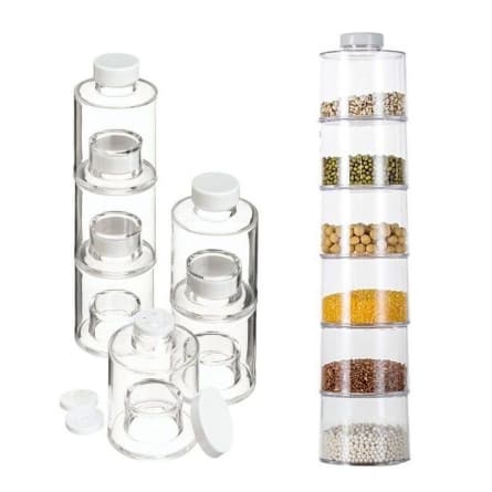 Kit 6 Porta Condimentos Temperos Empilhável Porta Tempero Torre