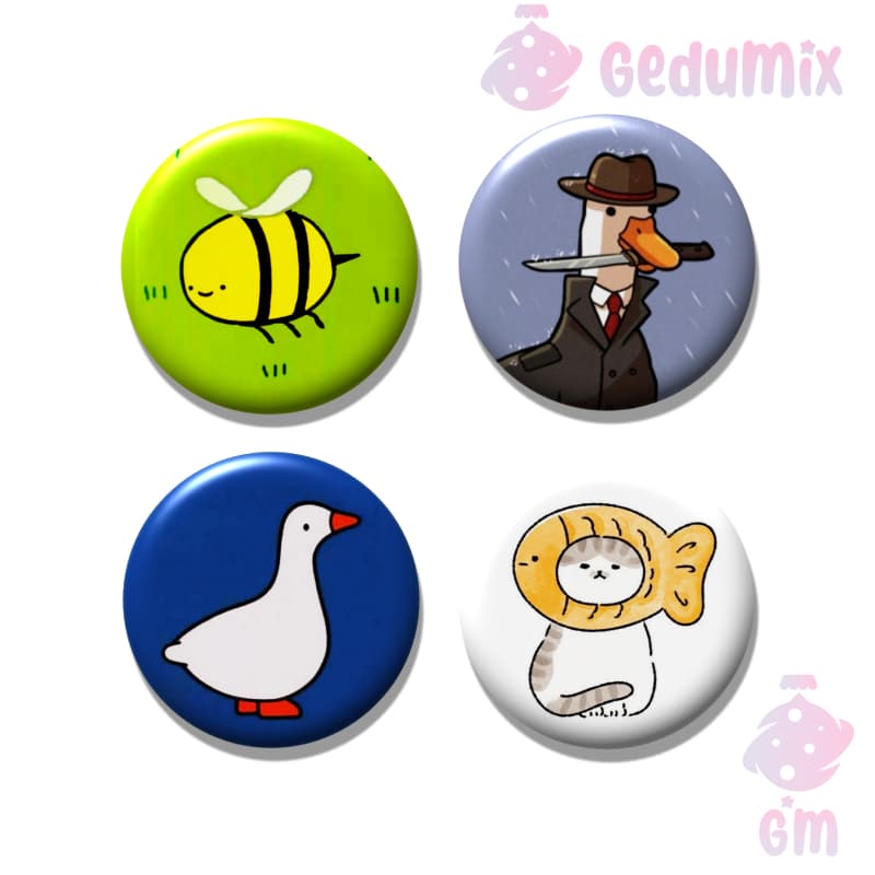 KIT 4 Bottons Broches Animais Fofos Aesthetic