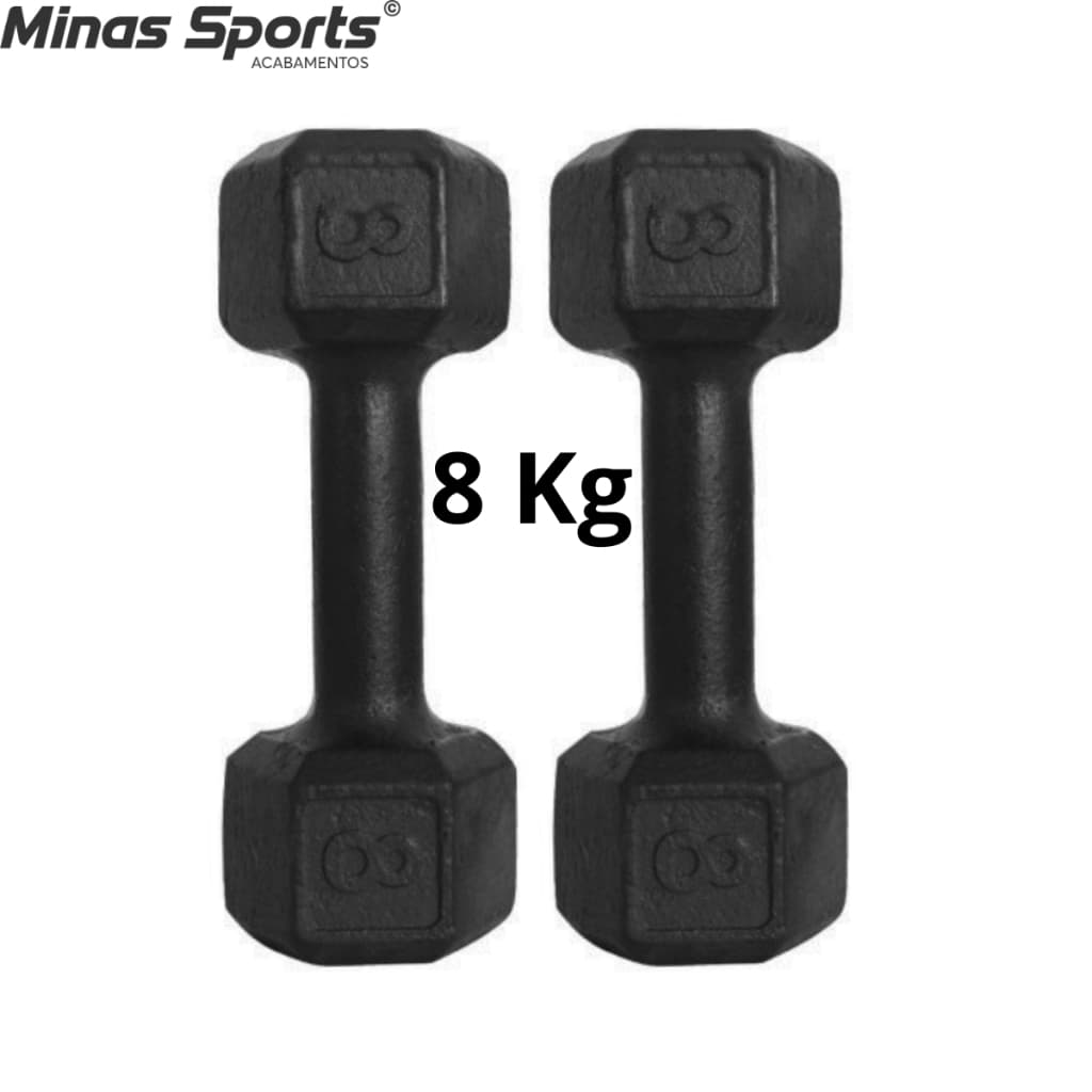 Par Halter Sextavado Pintado 8 Kg Treino Musculação C/ 2 Un