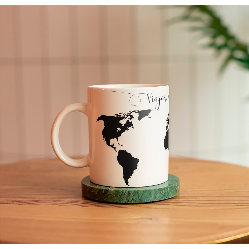 Caneca Porcelana Viajar é Viver Presente Amante de Viagem