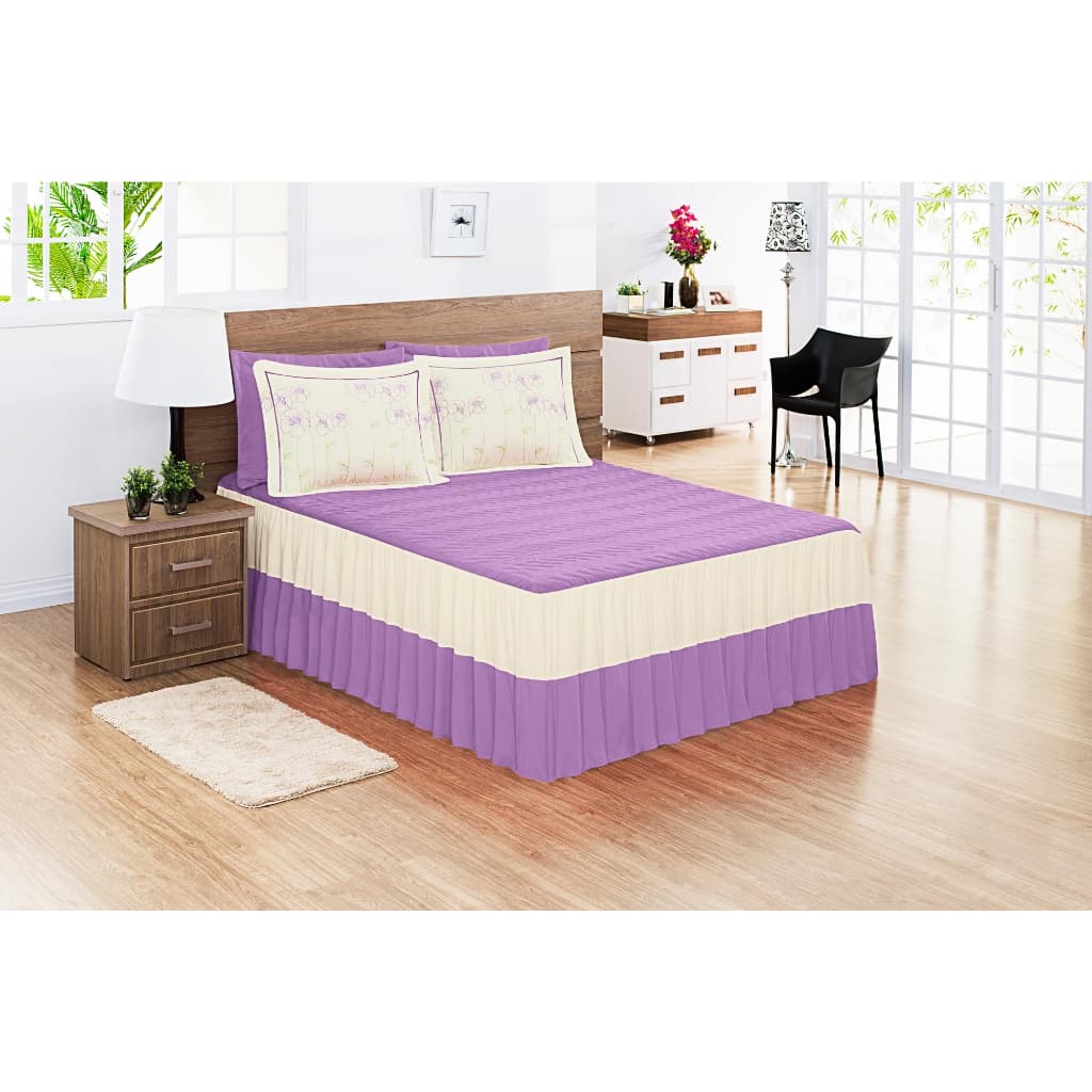 Kit Colcha Cobre Leito Casal Barbara 3 Peças- Lilas