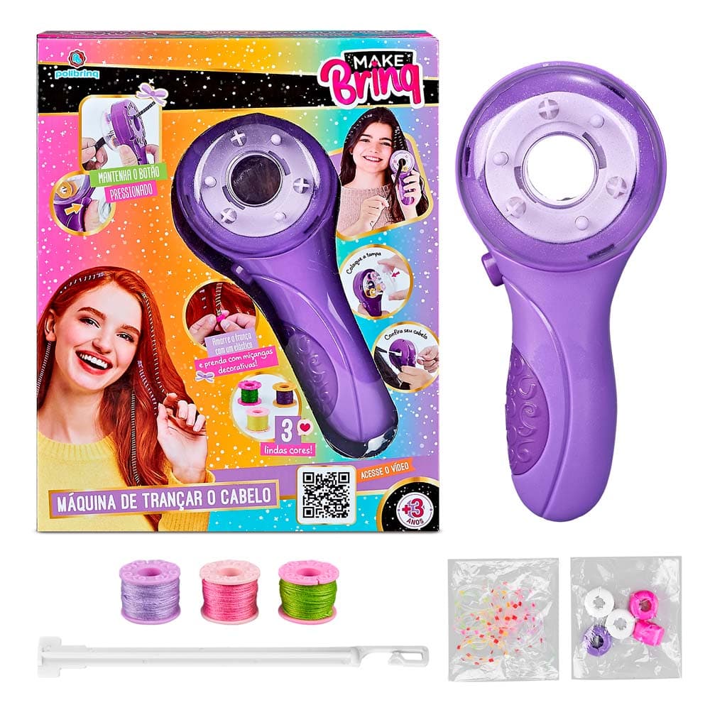 Máquina Infantil Trançar Cabelo Terere Elastico Automático Polibrinq