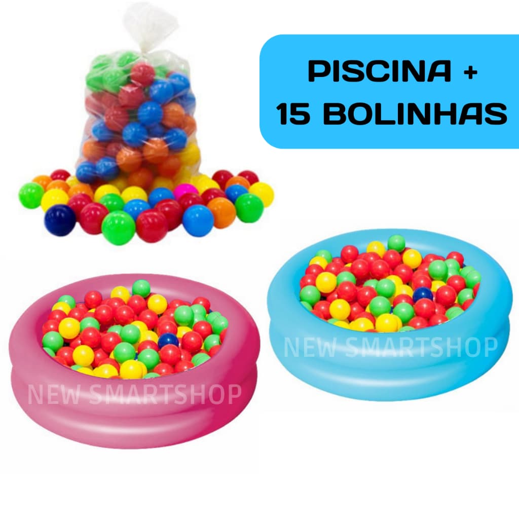 Piscina de Bolinhas Inflável Infantil 60 Cm + 15 Bolinhas Coloridas Piscina Redonda Menino Menina Verão Criança Praia Jardim