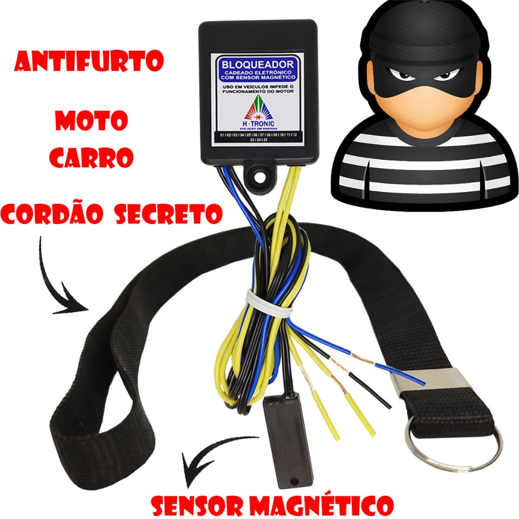 Kit 20 Bloqueador Antifurto Com Sensor Magnético Moto Carro Segredo de partida