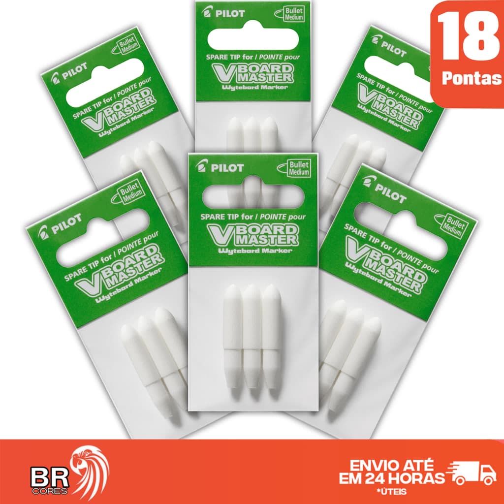 Kit 18 Pontas para Pincel Marcador de Quadro Branco V-board Master