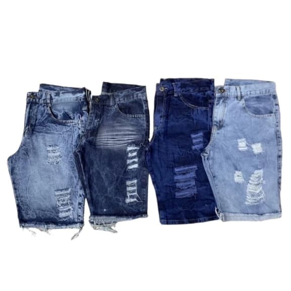 Kit com 2 Bermuda jeans Rasgada masculina