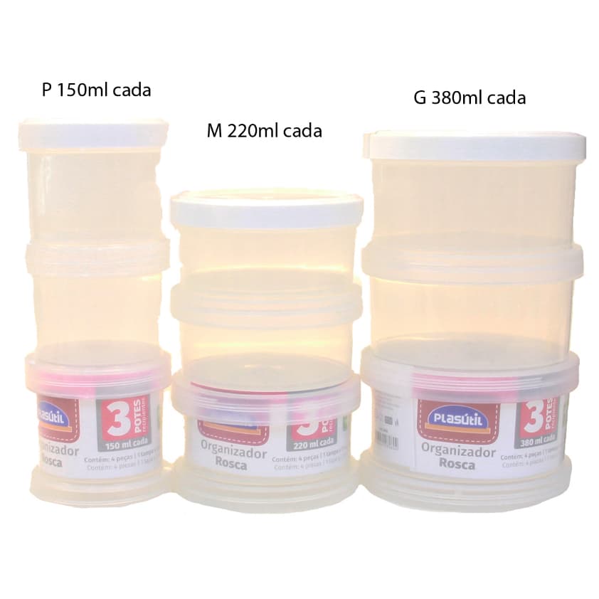Conjunto Organizador C/ Tp Rosca C/ 3pcs - Plasútil