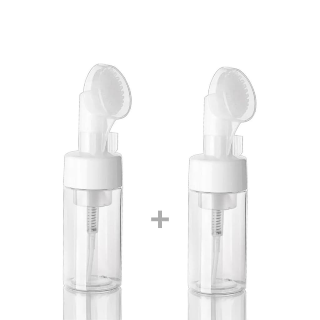Kit 2 Frascos Pump Espumador 100ml Com Escova De Silicone