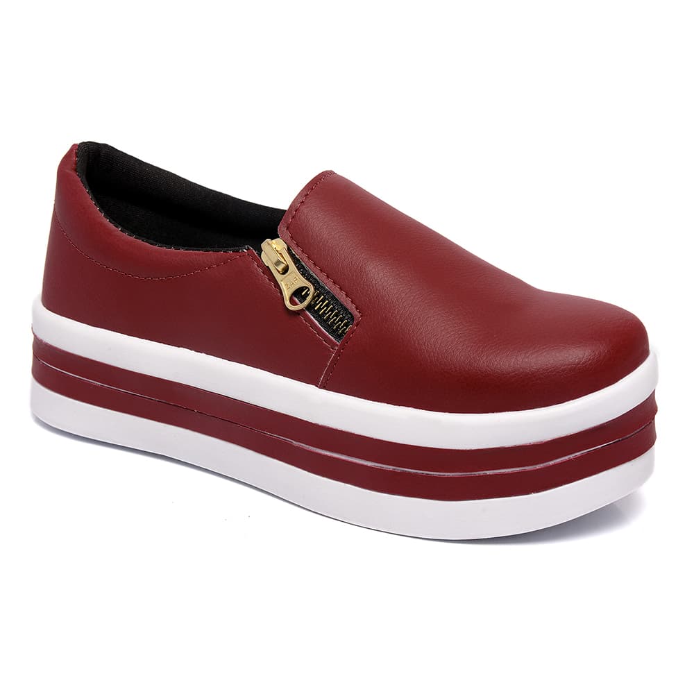 Tenis Feminino Com Plataforma de 5 cm  Yate Ziper Lateral