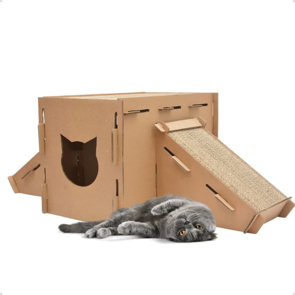 Arranhador com Duas Rampas Super Toca De Papelão Brinquedo de Arranhar para Gatos
