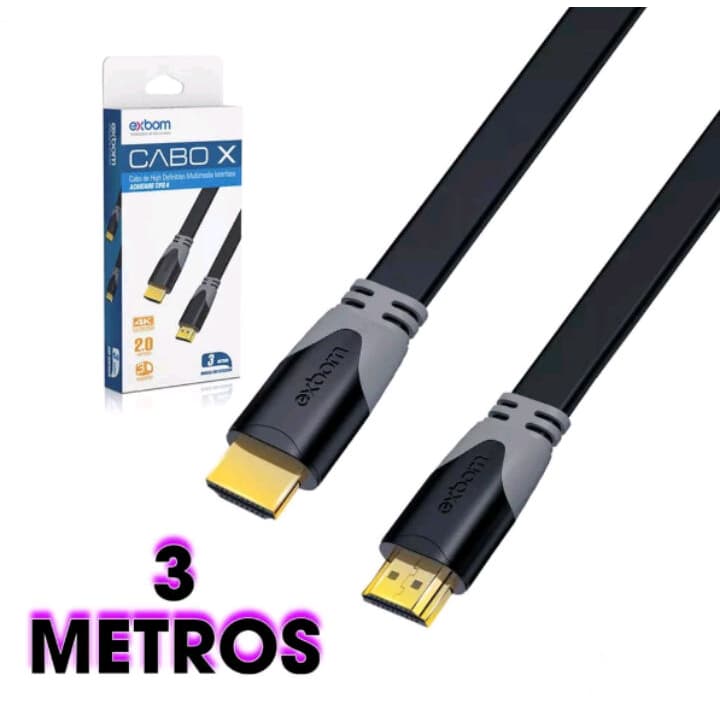 Cabo HDMI 3 Metros Achatado Exbom CBX-H2B30SM
