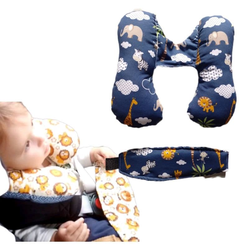 Almofada para pescoço e faixa apoio de cabeça, cadeirinha de carro, bebê conforto, Masculino