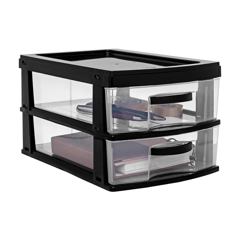 Gaveteiro Organizador de Mesa com 2 Gavetas de Plástico Pequeno Empilhável - Jaguar