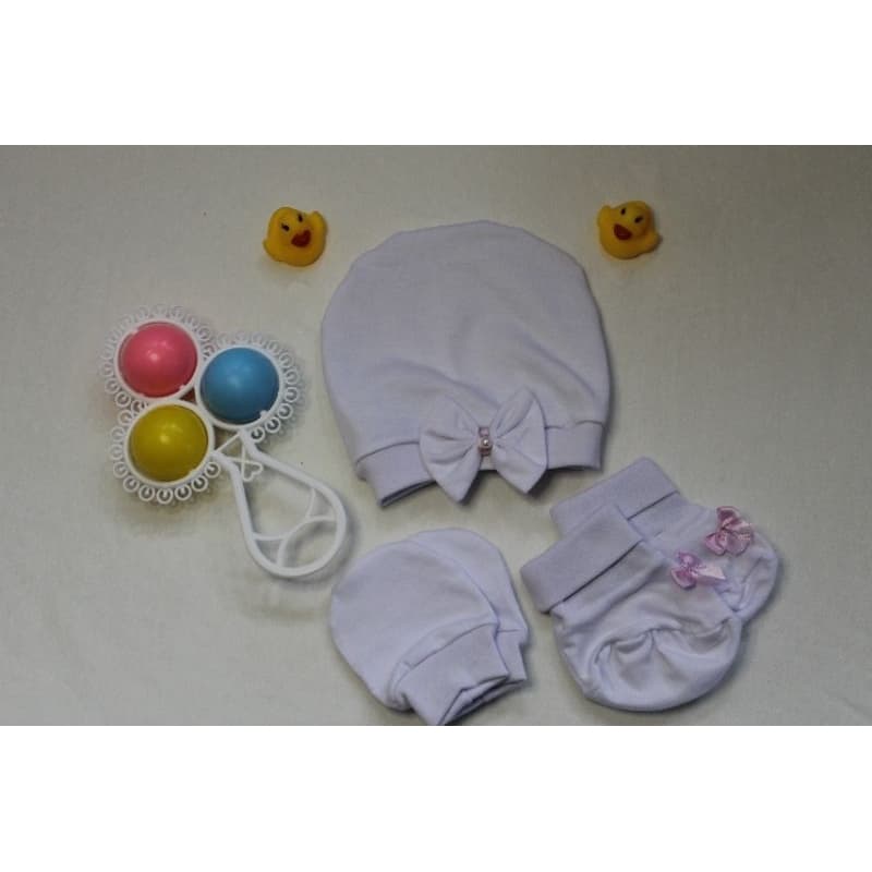 Memelbaby Conjunto touca, luva e sapatinho Graciosa