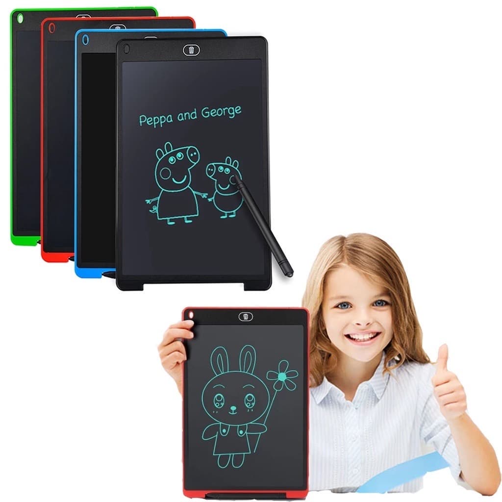 Lousa Magica Tablet Digital 12 polegadas Infantil 30cm Cores Rosa Vermelho e Azul e Preta