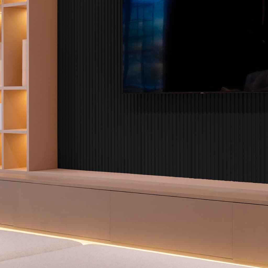 Painel Ripado Mdf 90cm Revestimento de Parede decoração De Ambientes Quarto Sala Cozinha Cores Freijó Nogueira Preto Branco Carvalho Maiorca