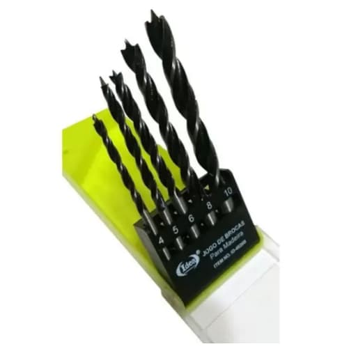 Jogo de 5 brocas para Madeira  4mm, 5mm, 6mm, 8mm, 10mm - Idea