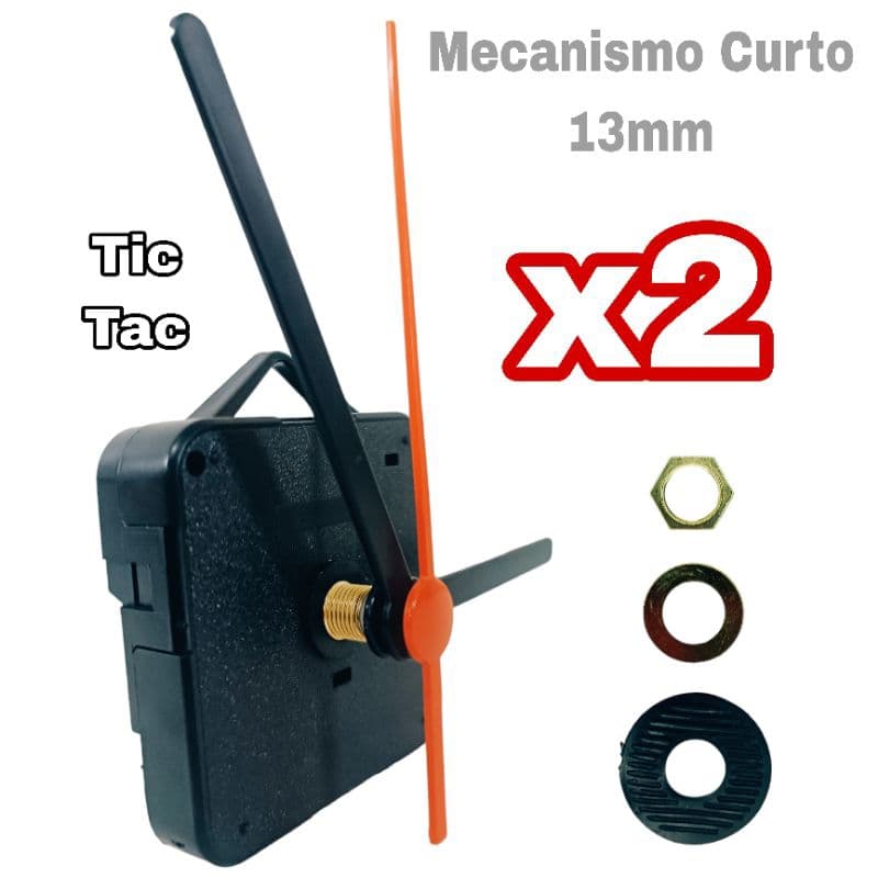 2 Peças Para Montagem Relógio De Parede Personalizado Artesanal 13mm Eixo Curto C/Ponteiros Pretos