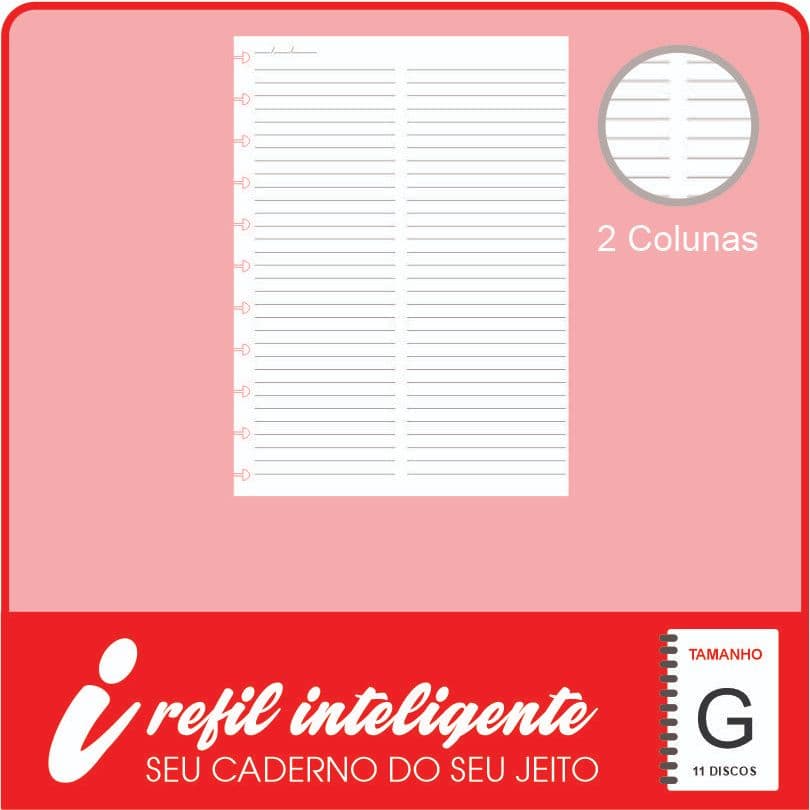Refil Caderno Inteligente Grande Anotações 2 Colunas 100 Folhas