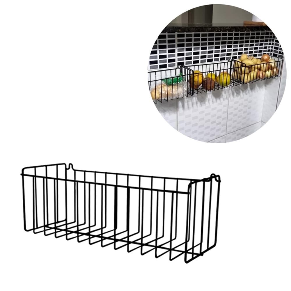 Cesto Multiuso Organizador 30x11cm Aramado Fruteira de Parede Modelo N03