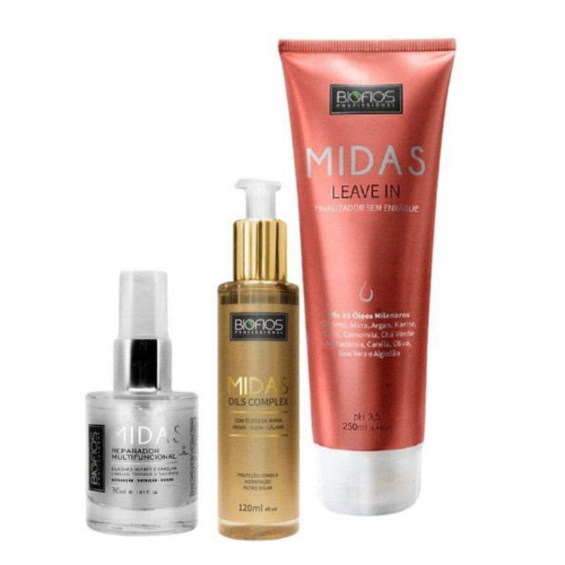 Kit Amor Midas Biofios - Leave In + Óleo Argan + Reparador Originais