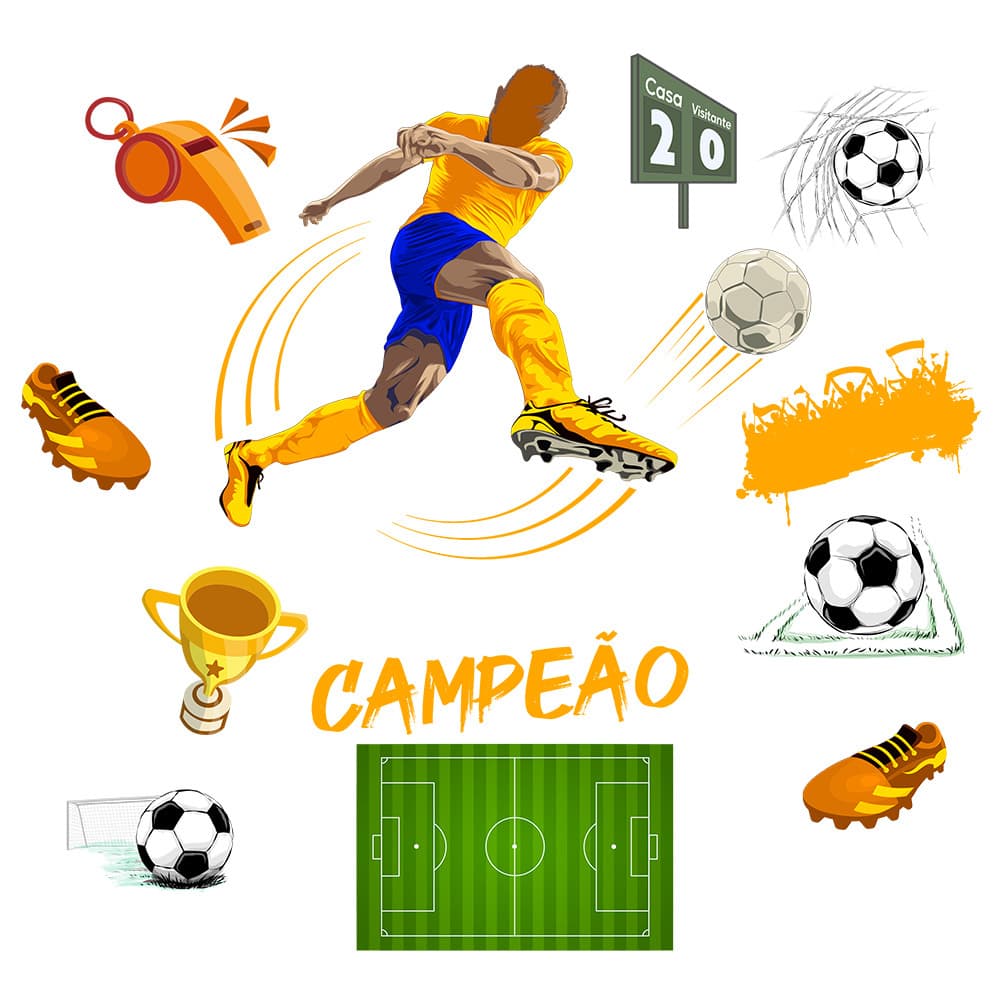 Adesivo de Parede Futebol Decorativo para Quarto e Sala