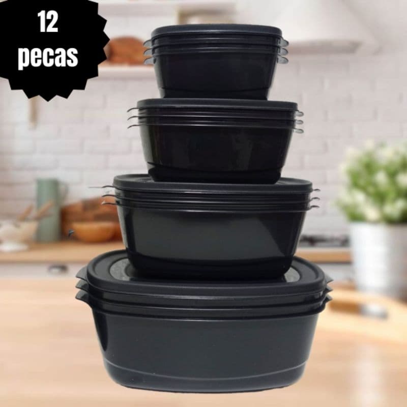 Kit Pote Plástico Para Cozinha 12 Peças