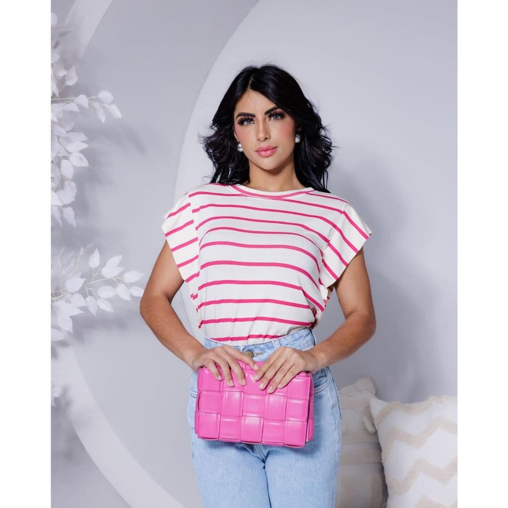 Blusa listrada básica blusa lista manga morcego feminina nova moda