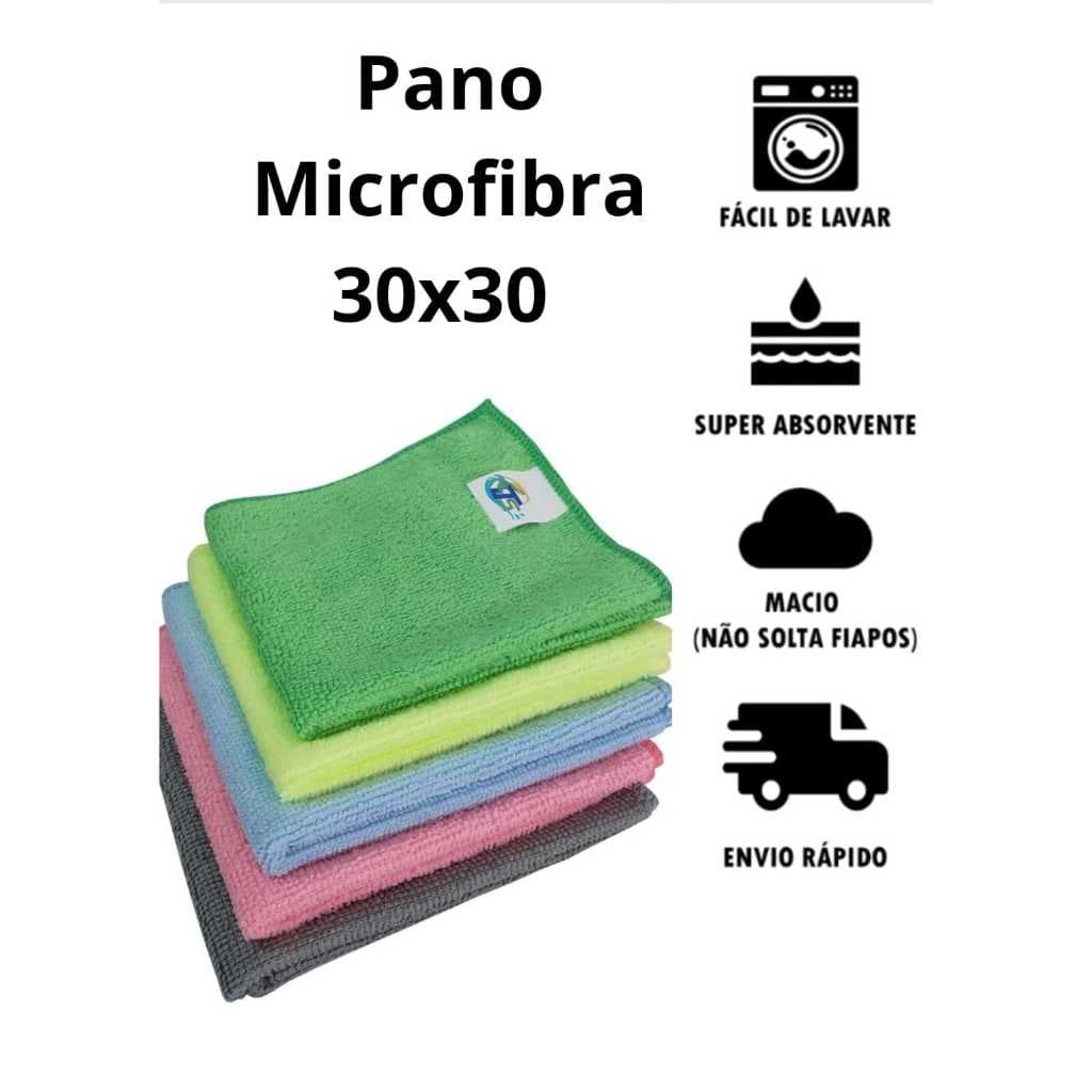 KIT 16 Panos limpeza Microfibra 30x30  - Multiuso flanela magica anti risco e Automotiva