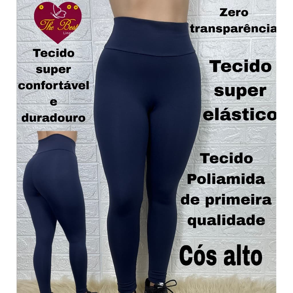 Calça Legging Feminina Cos Alto Suplex poliamida grosso Fitness Academia zero transparência plus